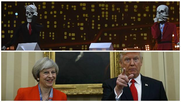 Katy Perry convierte en esqueletos a Donald Trump y Theresa May