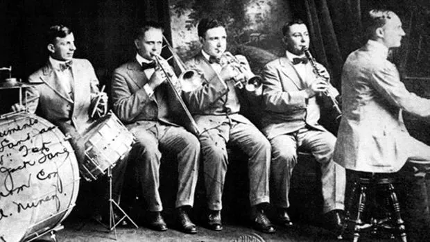 Imagen de la Original Dixieland Jazz Band en plena actuación