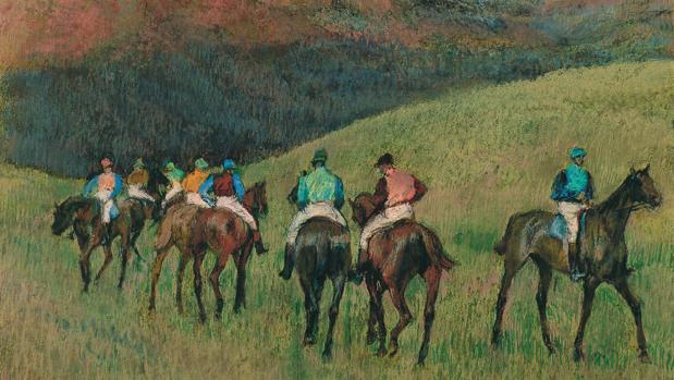 «Caballos de carreras en un paisaje» (1894), de Degas