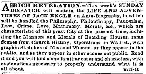 El anuncio de la novela, publicado en el «New York Daily Times»