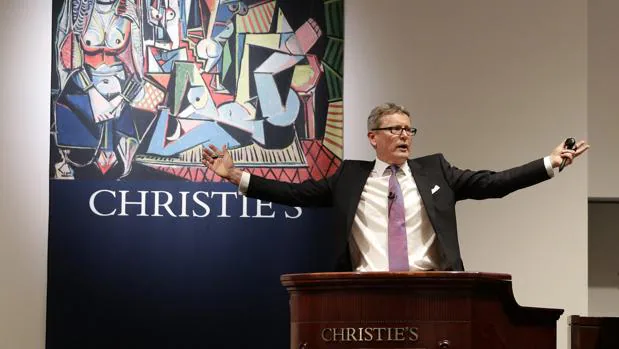 Jussi Pylkkänen, durante la venta en 2015 de «Las mujeres de Argel (Versón O»), de Picasso, la obra más cara vendida en subasta: 179,3 millones de dólares