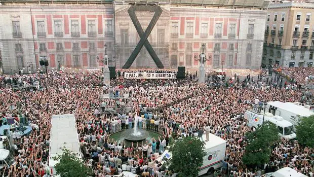 Manifestación celebrada en Madrid para condenar el asesinato de Miguel Ángel Blanco