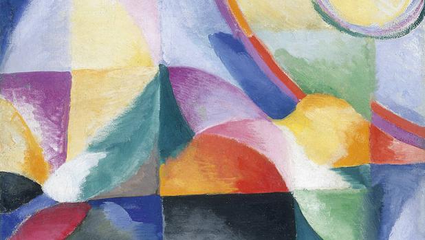 Detalle del óleo «Contrastes simultáneos» (1913), de Sonia Delaunay