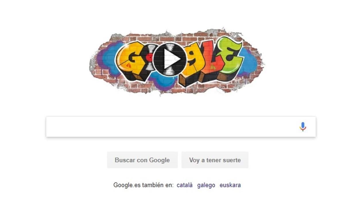 La página de inicio de Google en su homenaje al hip hop