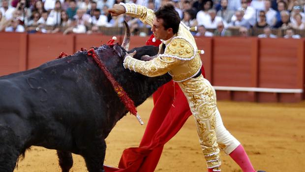 Rafael Serna, herido por el toro de su alternativa en San Miguel