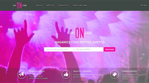 La página web de Shows on Demand