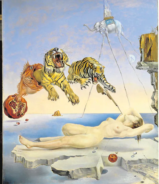 «Sueño causado por el vuelo de una abeja alrededor de una granada un segundo antes del despertar», de Dalí