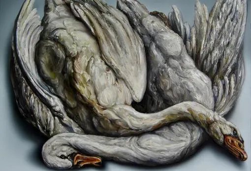 «Cisnes muertos», óleo sobre lienzo de 2014