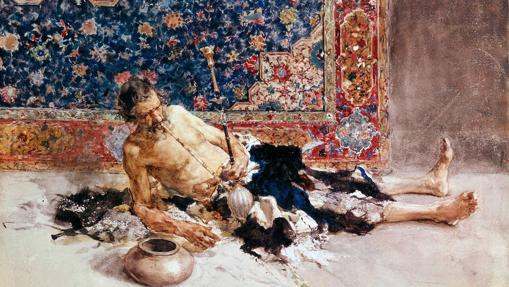 «El fumador de opio» (1869), acuarela de Mariano Fortuny
