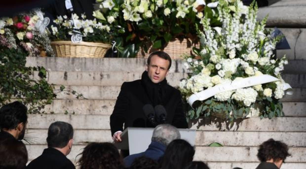 El presidente francés Emmanuel Macron durante la ceremonia