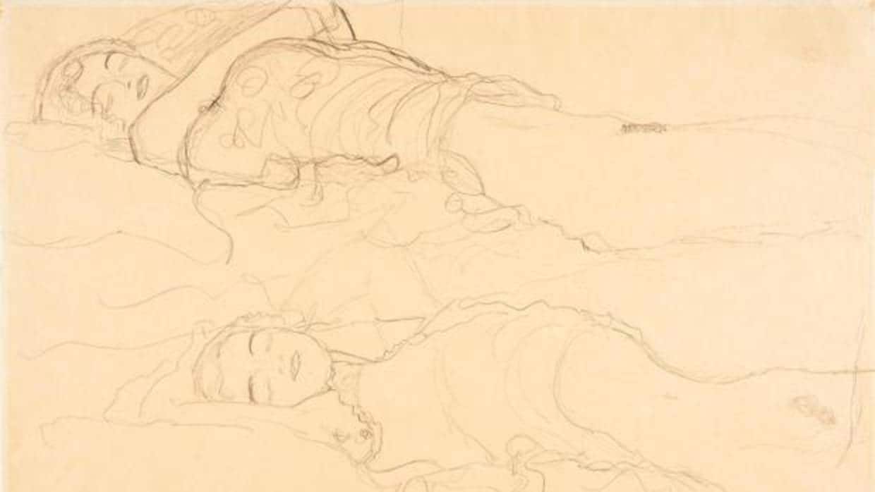 «Dos tumbados», de Gustav Klimt