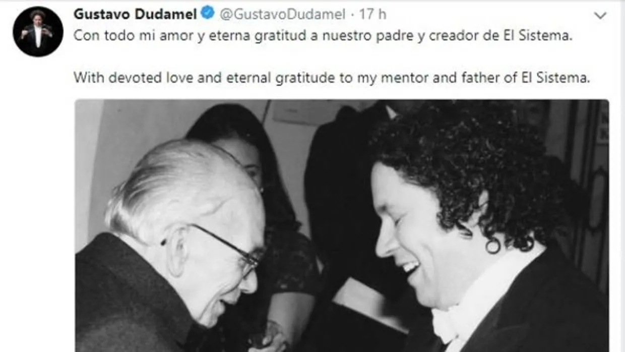 Gustavo Dudamel lamentó en Twitter la muerte de José Antonio Abreu