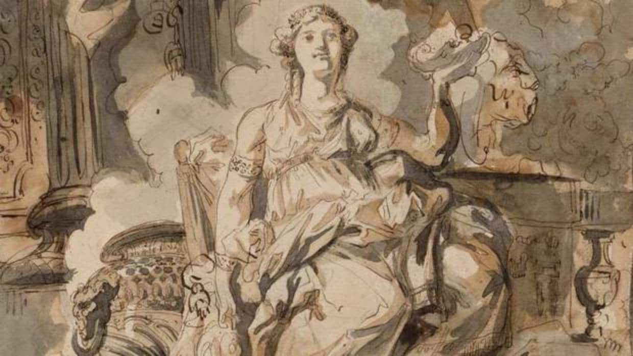 Detalle de «Vesta o Artemisa», de Paret (h. 1766-1770)