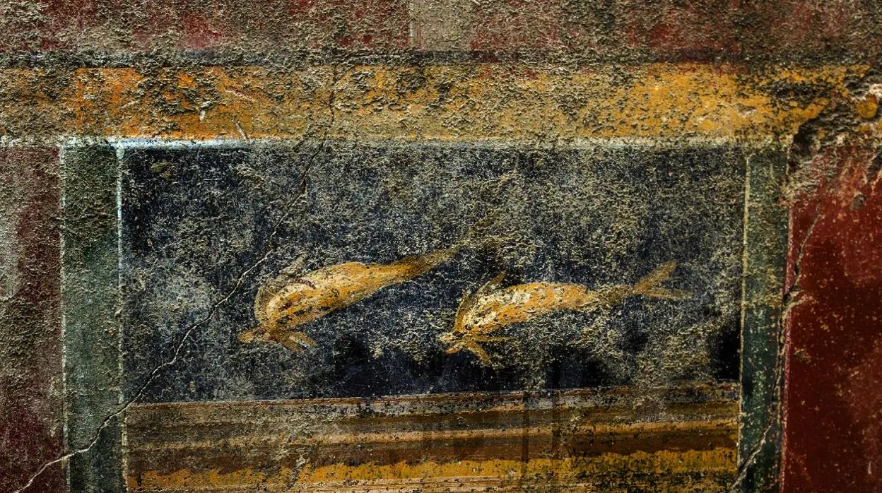 Las pinturas de delfines que cubren los muros de la domus