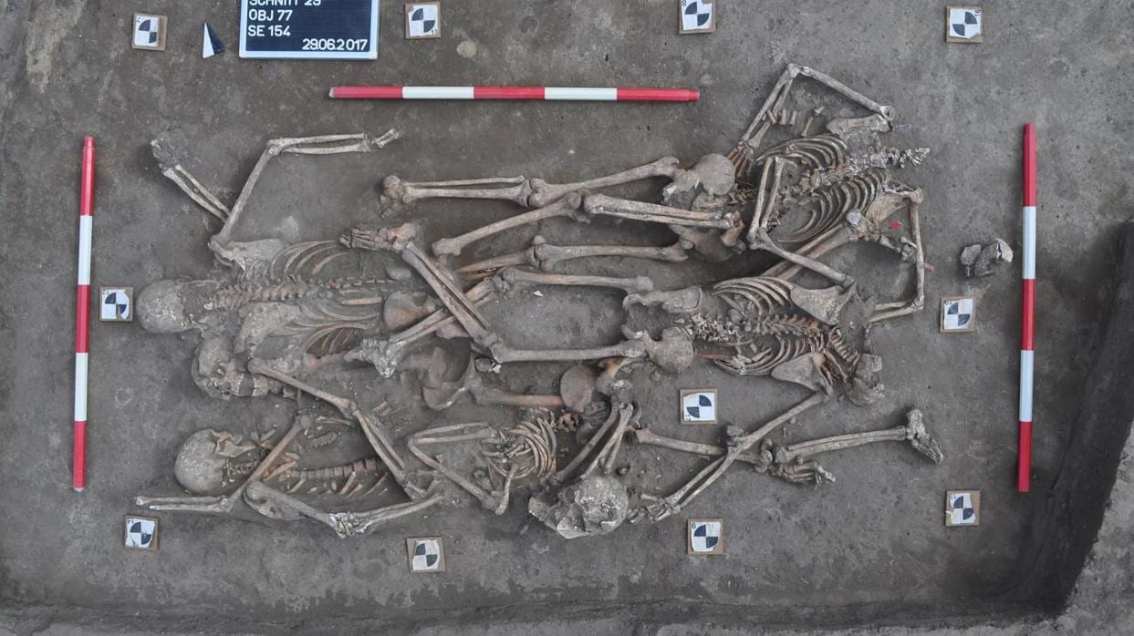 Esqueletos hallados durante las excavaciones
