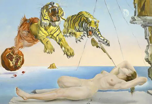 Salvador Dalí. «Un segundo antes del despertar de un sueño provocado por el vuelo de una abeja alrededor de una granada». Detalle. Museo Thyssen