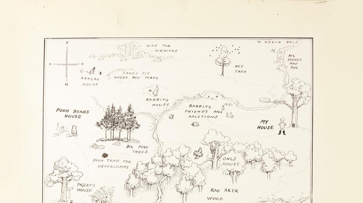 El mapa original del Bosque de los Cien Acres, obra de Ernest Howard Shepard