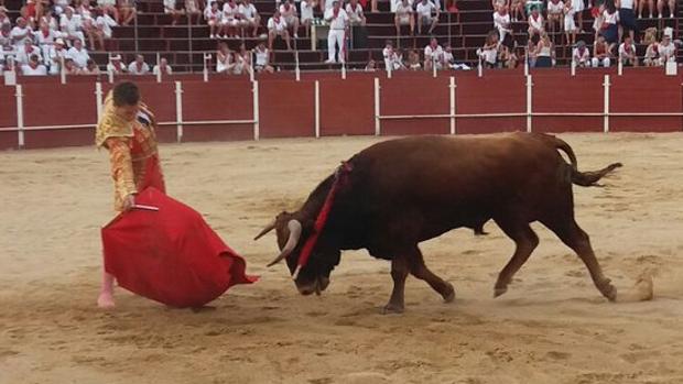 Cornada de tres trayectorias al novillero Gómez Valenzuela