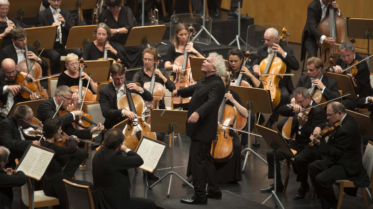 Simon Rattle, durante el concierto de la Sinfónica de Londres en Santander