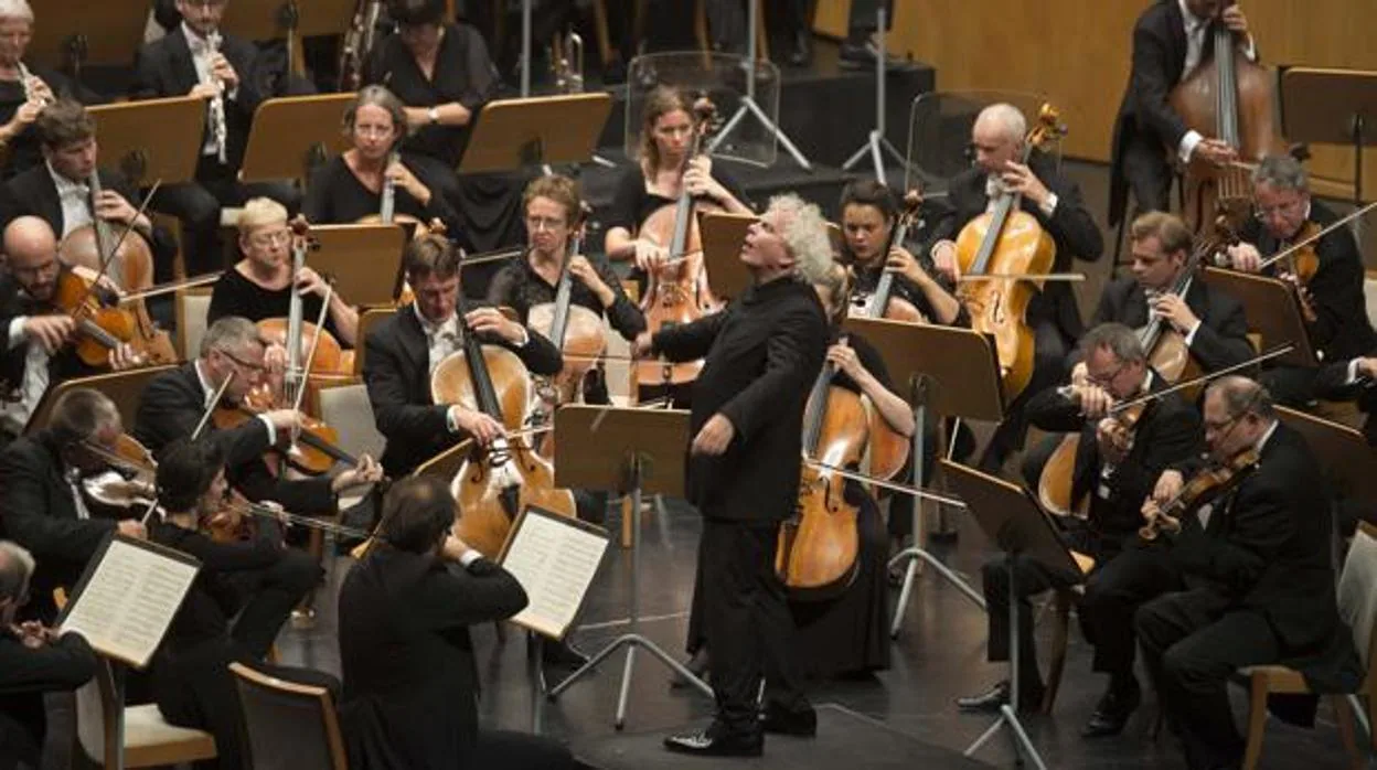 Simon Rattle, durante el concierto de la Sinfónica de Londres en Santander