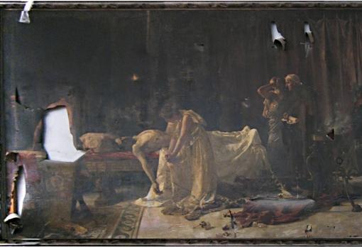 «La muerte de Lucano», antes de la restauración