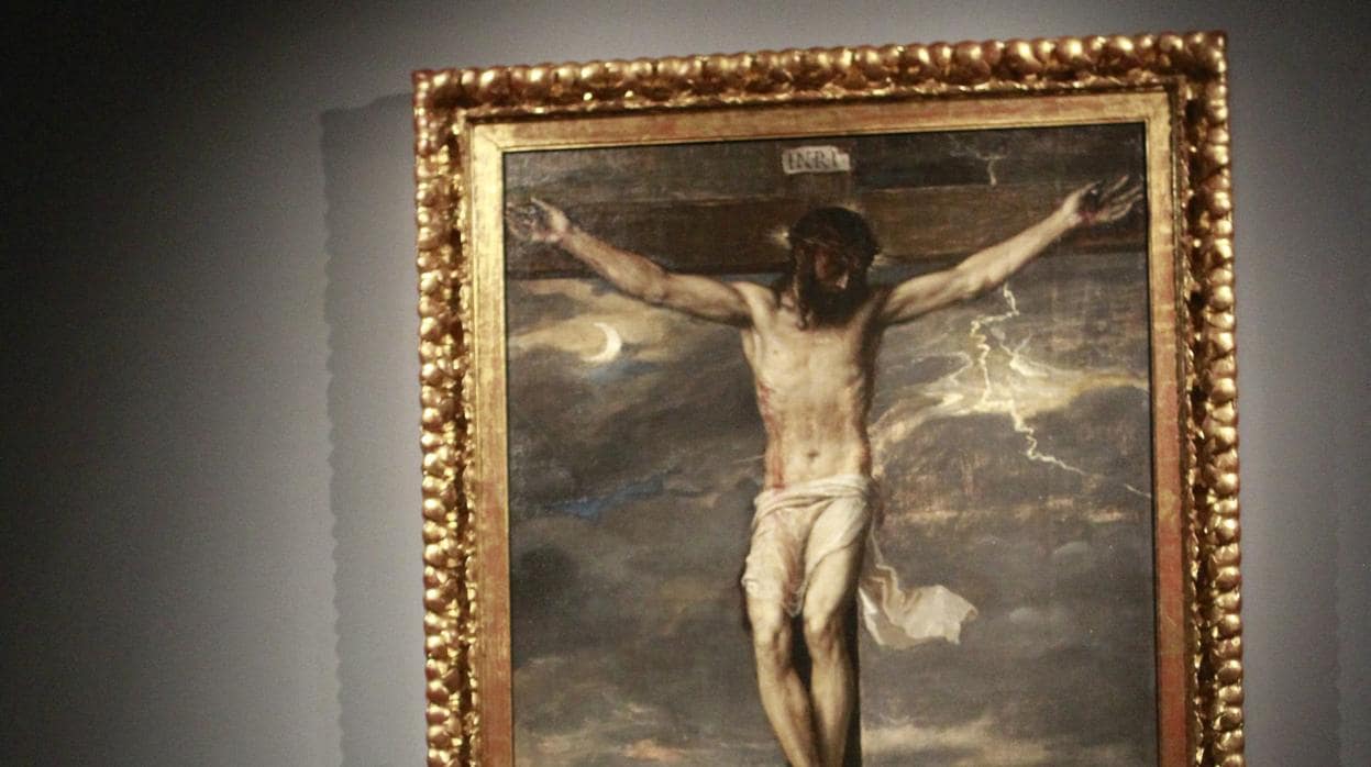 Detalle de «Cristo Crucificado», de Tiziano, cuando estuvo expuesto en las salas del Thyssen el año pasado