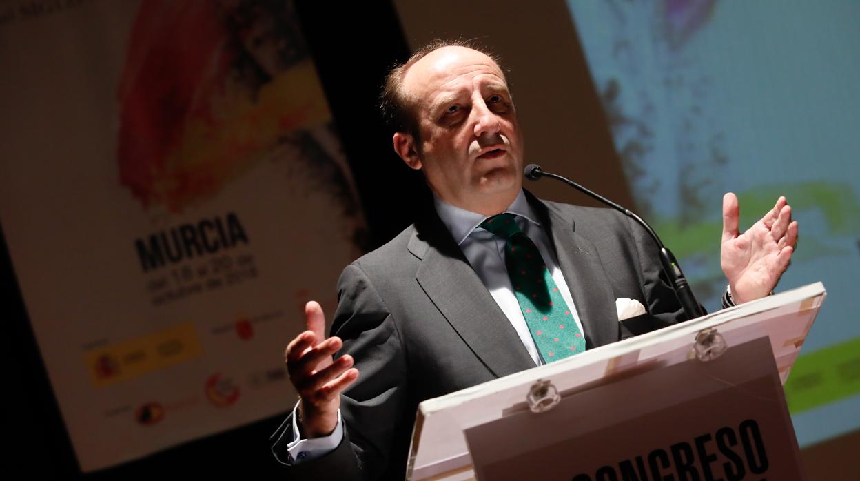 Joaquín Moeckel, durante su intervención en el II Congreso Internacional de Tauromaquia celebrado en Murcia