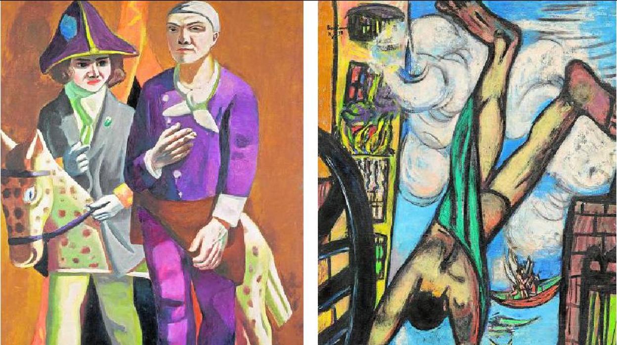 «Doble retrato. Carnaval» (1925) y «Hombre cayendo» (1950)