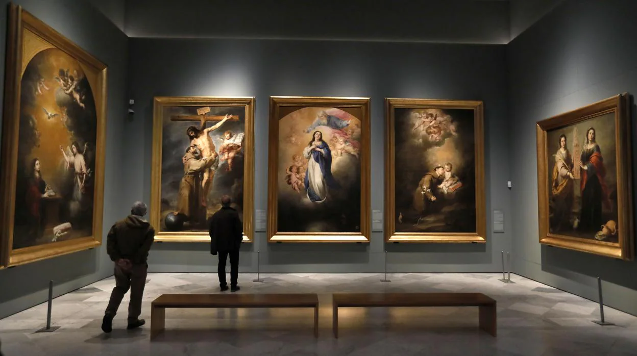 Detalle del montaje de la muestra en el Museo de Bellas Artes de Sevilla