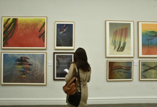 Una mujer contempla algunas de las obras de Broto en la exposición