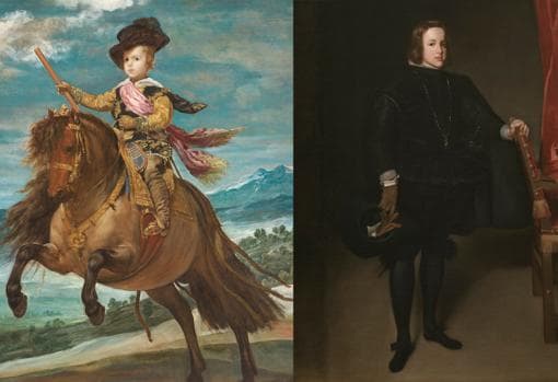 A la izquierda, «El Príncipe Baltasar Carlos a caballo», de Velázquez (1634-35). A la derecha, «El Príncipe Baltasar Carlos», de Juan Bautista Martínez del Mazo (1645)