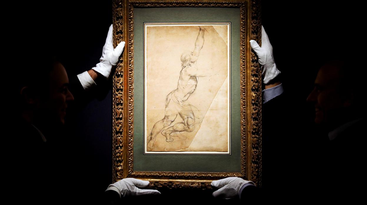 «Estudio desnudo de un hombre joven con brazos levantados», de Rubens