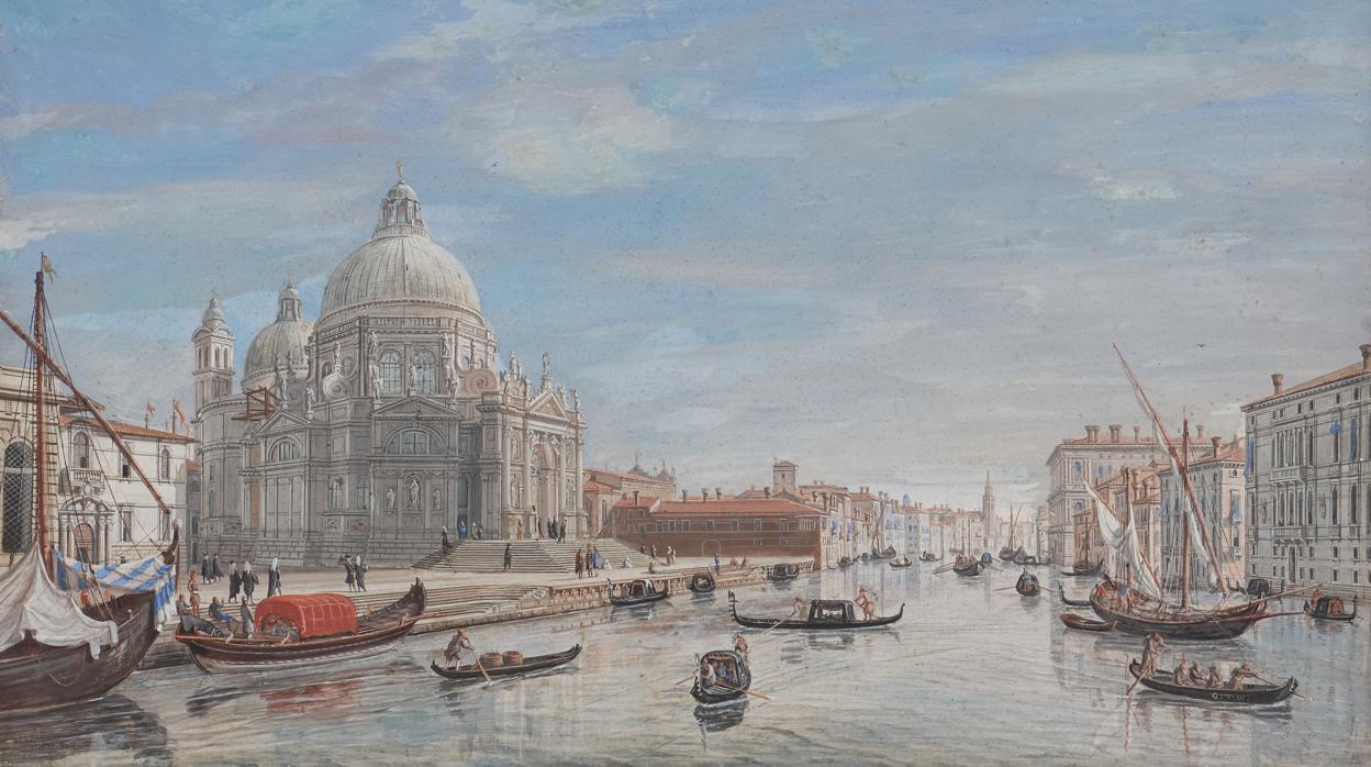 «Santa Maria della Salute a la entrada del Gran Canal», gouache de 1722