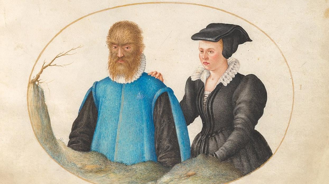 Petrus Gonsalvus y su mujer, retratados por Joris Hoefnagel