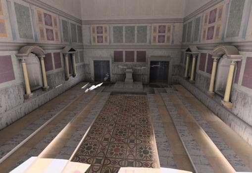 Reconstrucción digital de la Curia Iulia, antigua sede del Senado de roma, bajo cuyo pavimento podría estar el sarcófago de Rómulo