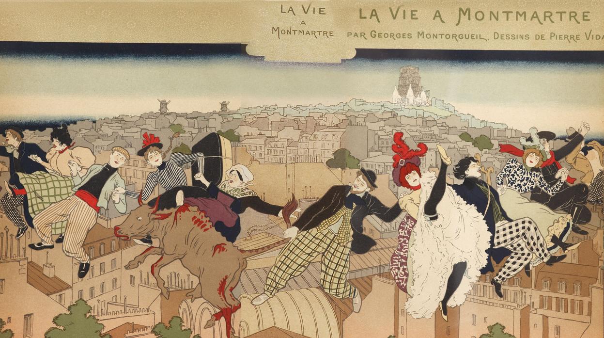 Pierre Marie Louis Vidal. Cubierta para «La Vie à Montmartre», 1897, Litografía
