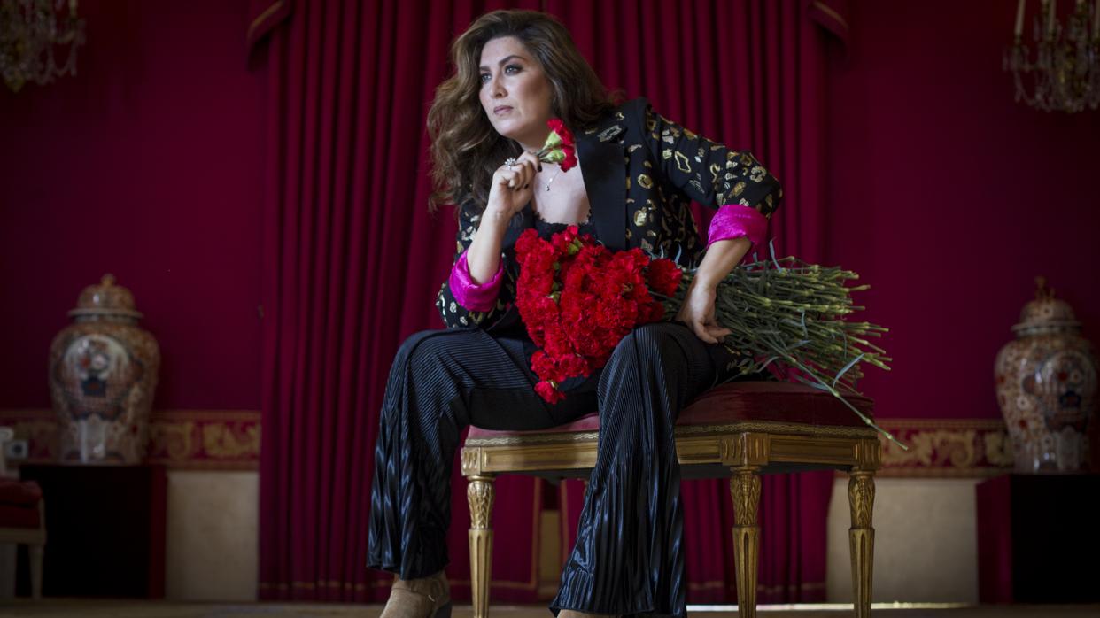 Estrella Morente, durante la entrevista en el Teatro Real