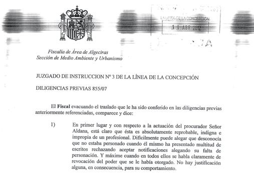 El fiscal reprueba al procurador de Odyssey