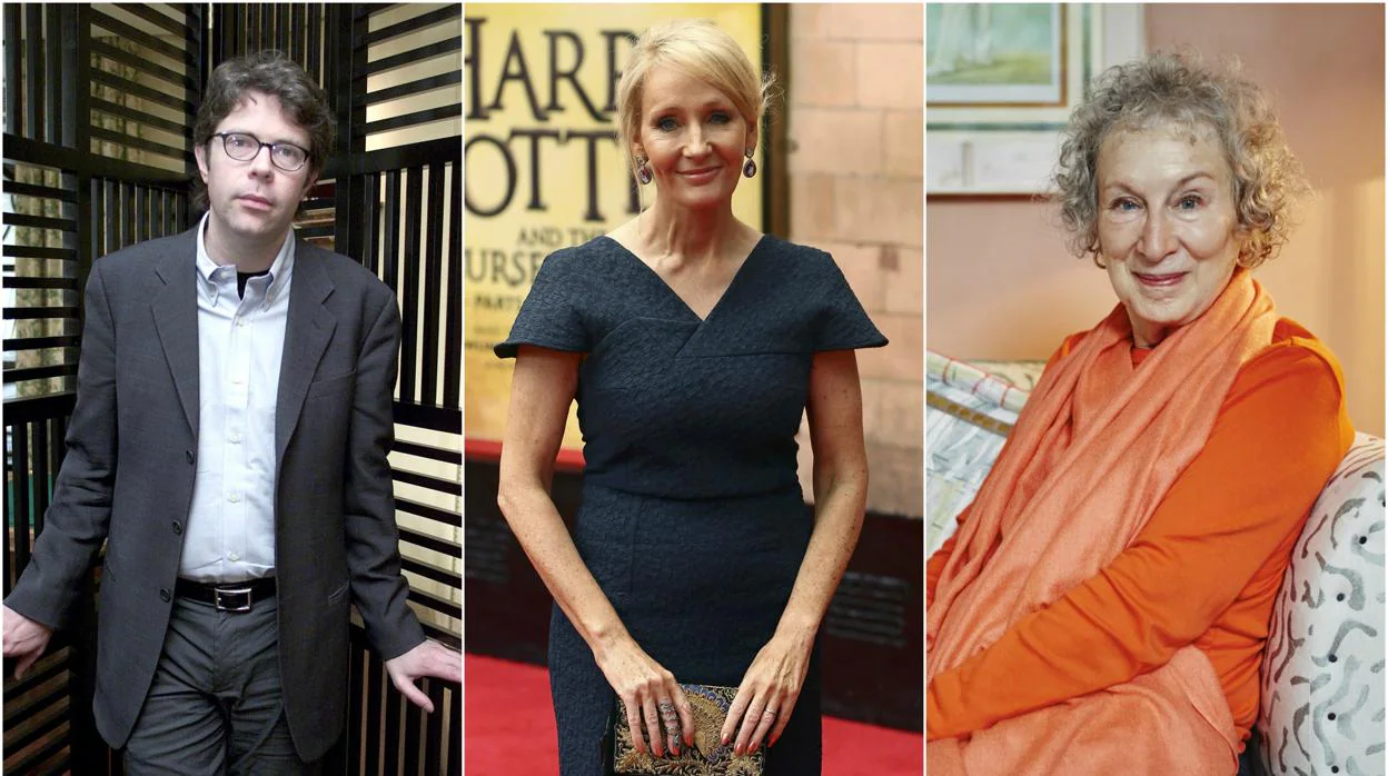 De izquierda a derecha: Jonathan Franzen, J.K. Rowling y Margaret Atwood