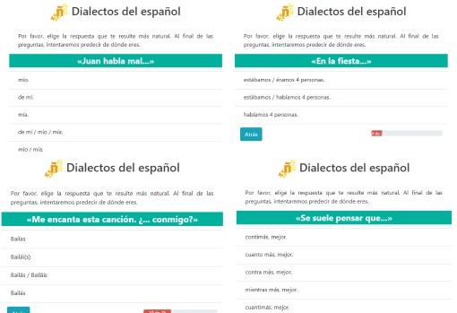 Capturas de pantalla de la aplicación «Dialectos del español»