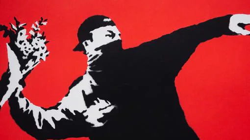 Uno de los icónicos grafitis de Banksy