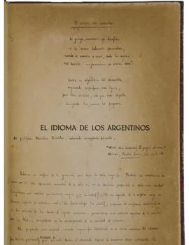 Reproducción de «El idioma de los argentinos» dedicada por Borges
