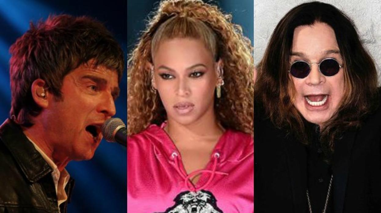 (De izq. a dcha.) Noel Gallagher, Beyoncé y Ozzy Osbourne