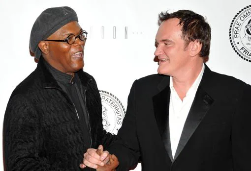 Tarantino, con Samuel L. Jackson en Nueva York, en 2010