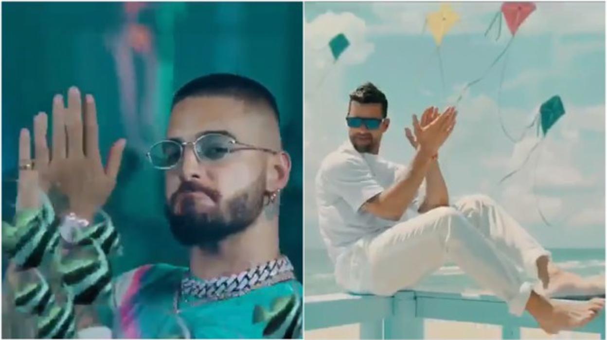Maluma y Ricky Martin, en el videoclip de «No se me quita»
