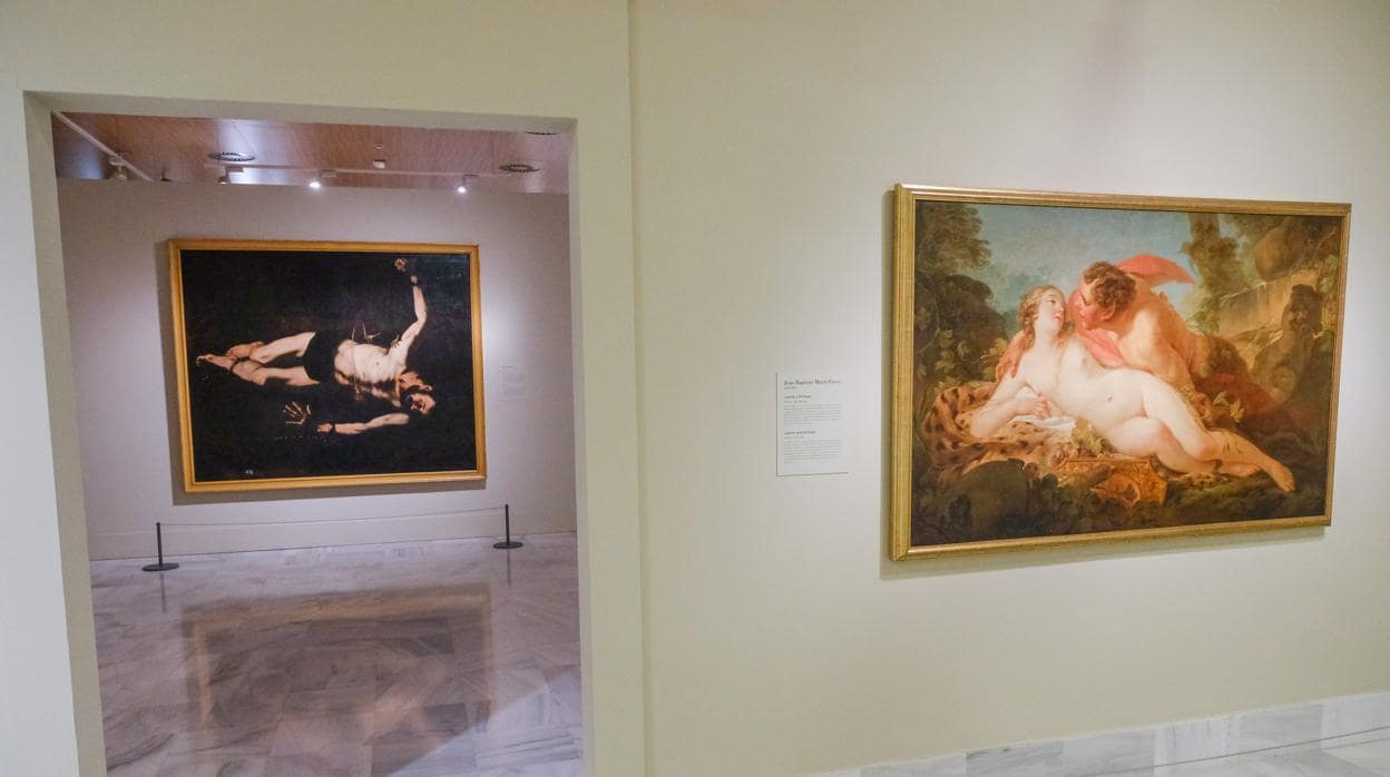 Dos de los cuadros de la exposición 'Arte y mito, los dioses del Prado'.