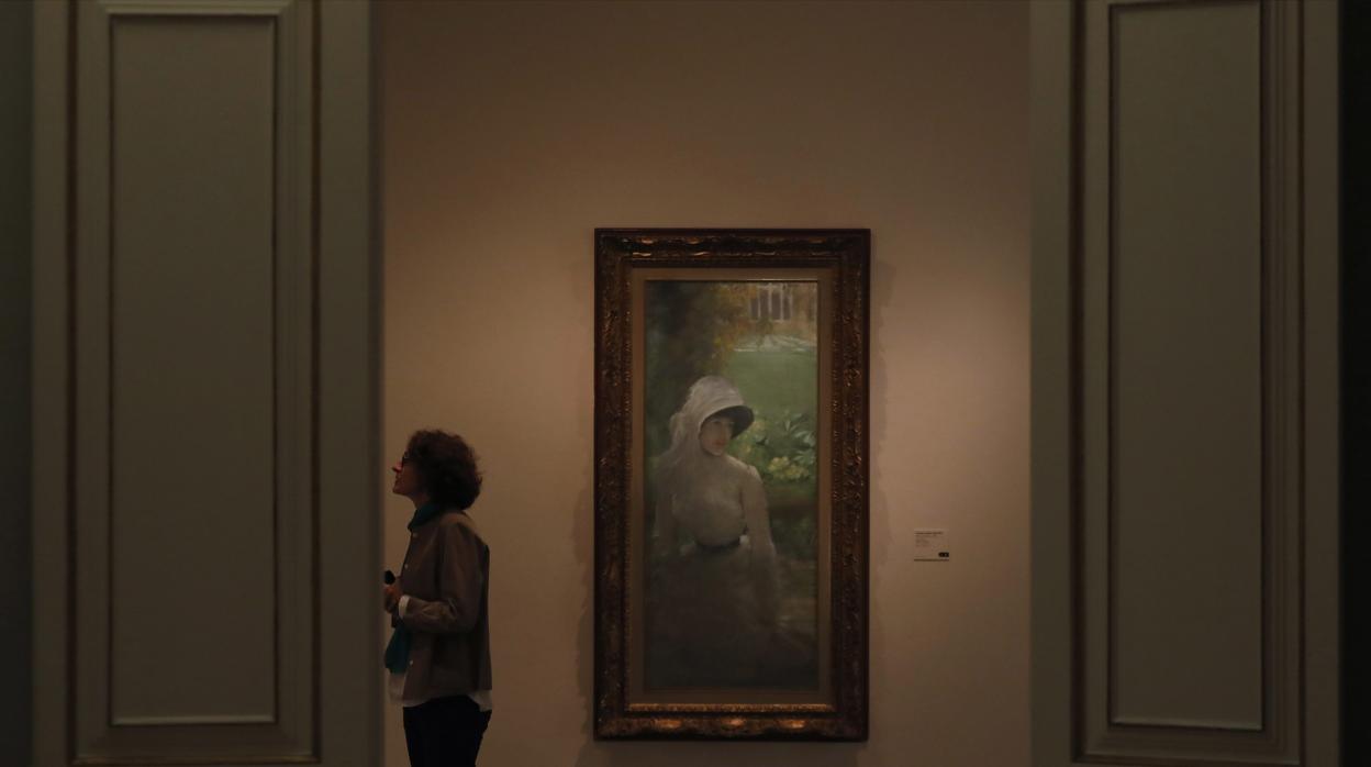 El cuadro «Mujer en el jardín», del pintor Giussepe De Nittis, forma parte de la exposición «Tocar el color.La renovación del pastel»,