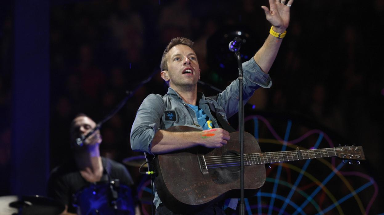 Chris Martin, líder de Coldplay, en un concierto de la banda británica en Madrid