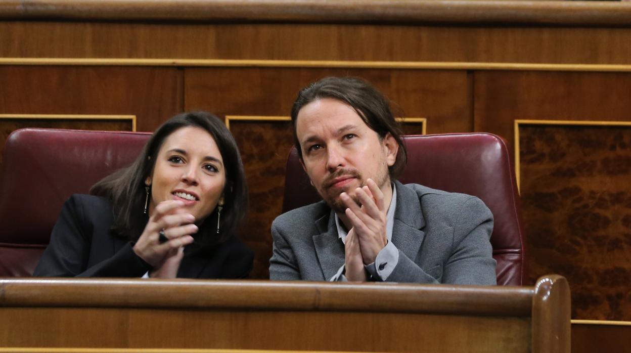 Pablo Iglesias e Irene Montero, en el Congreso de los Diputados