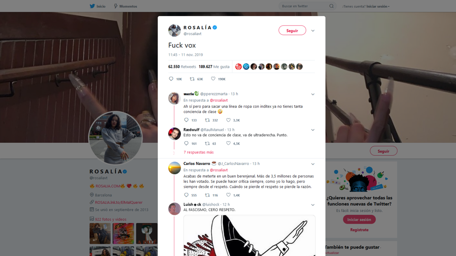 Rosalía incendia las redes con un tuit sobre Vox